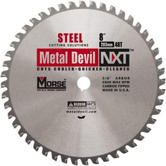 M.K. MORSE - 8" Diam, 5/8" Arbor Hole Diam, 48 Tooth Wet & Dry Cut Saw Blade - Steel, Standard Round Arbor - Caliber Tooling