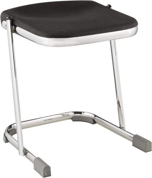 NPS - 18 Inch High, Stationary Fixed Height Stool - 16-1/4 Inch Deep x 16-3/4 Inch Wide, Plastic Seat, Black and Chrome - Caliber Tooling