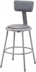 NPS - 24 Inch High, Stationary Fixed Height Stool with Adjustable Height Backrest - 15 Inch Deep x 15 Inch Wide, Vinyl Seat, Gray - Caliber Tooling