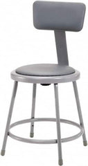 NPS - 18 Inch High, Stationary Fixed Height Stool with Adjustable Height Backrest - 14 Inch Deep x 14 Inch Wide, Vinyl Seat, Gray - Caliber Tooling