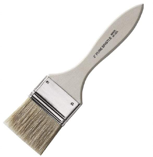 Made in USA - 2" Hog Chip Brush - 1-5/8" Bristle Length, Wood Handle - Caliber Tooling