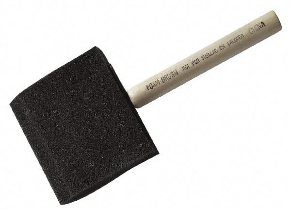 Made in USA - 4" Flat Foam Foam Paint Brush - 2-5/8" Bristle Length, 3-7/8" Wood Dowel Handle - Caliber Tooling