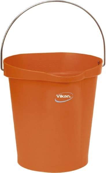 Vikan - 3 Gal, Polypropylene Round Orange Single Pail with Pour Spout - Handle Included - Caliber Tooling