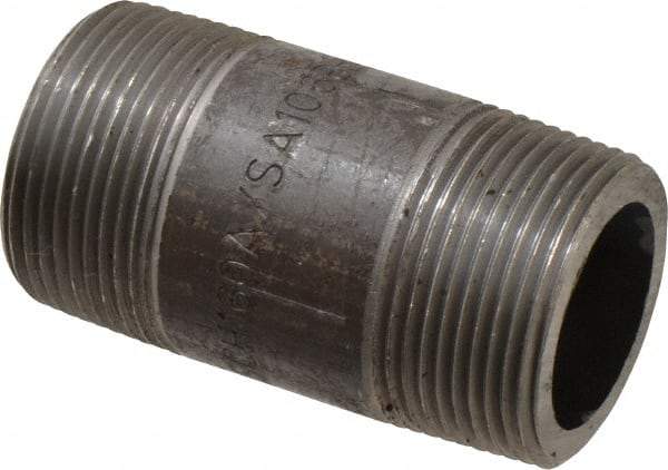 Value Collection - Schedule 160, 1-1/4" Diam x 3" Long Black Pipe Nipple - Threaded - Caliber Tooling