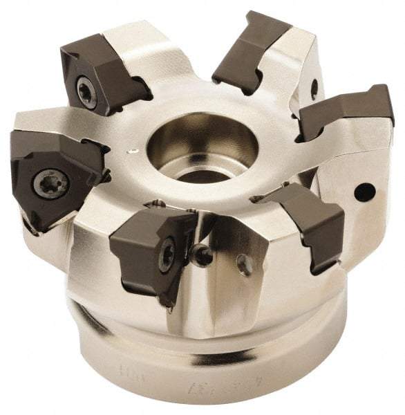 Seco - 8 Inserts, 100mm Cut Diam, 32mm Arbor Diam, 7.5mm Max Depth of Cut, Indexable Square-Shoulder Face Mill - 0/90° Lead Angle, 50mm High, XNEX 0806.. Insert Compatibility, Through Coolant, Series Square 6 - Caliber Tooling