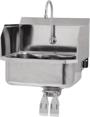 SANI-LAV - 17" Long x 14" Wide Inside, 1 Compartment, Grade 304 Stainless Steel Hands Free Hand Sink - 18 Gauge, 19" Long x 18" Wide x 21" High Outside, 7" Deep - Caliber Tooling