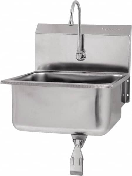 SANI-LAV - 19" Long x 16" Wide Inside, 1 Compartment, Grade 304 Stainless Steel Hands Free Hand Sink - 18 Gauge, 21" Long x 20" Wide x 24" High Outside, 10" Deep - Caliber Tooling