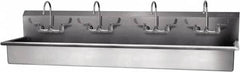 SANI-LAV - 77" Long x 16-1/2" Wide Inside, 1 Compartment, Grade 304 Stainless Steel Hand Sink-Wall Mount - 16 Gauge, 80" Long x 20" Wide x 18" High Outside, 8" Deep - Caliber Tooling