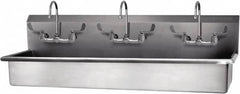 SANI-LAV - 57" Long x 16-1/2" Wide Inside, 1 Compartment, Grade 304 Stainless Steel Hand Sink-Wall Mount - 16 Gauge, 60" Long x 20" Wide x 18" High Outside, 8" Deep - Caliber Tooling