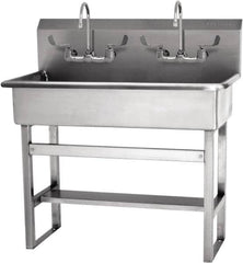 SANI-LAV - 37" Long x 16-1/2" Wide Inside, 1 Compartment, Grade 304 Stainless Steel Hands Free Hand Sink - 16 Gauge, 40" Long x 20" Wide x 45" High Outside, 8" Deep - Caliber Tooling