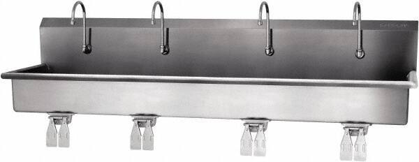 SANI-LAV - 77" Long x 16-1/2" Wide Inside, 1 Compartment, Grade 304 Stainless Steel Hands Free Hand Sink - 16 Gauge, 80" Long x 20" Wide x 18" High Outside, 8" Deep - Caliber Tooling