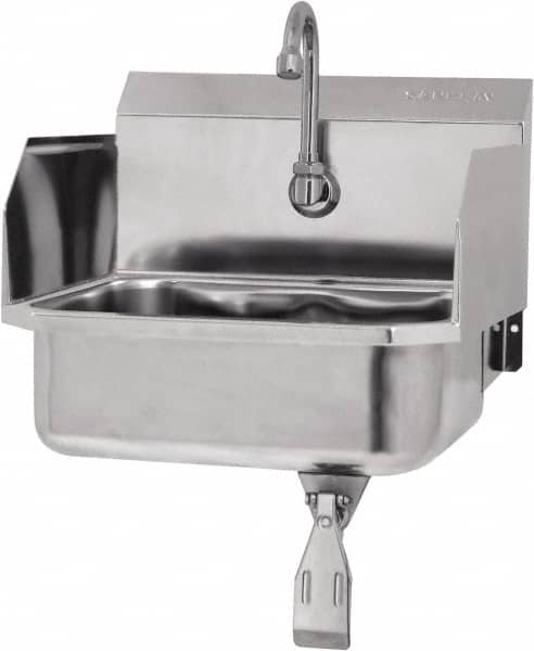 SANI-LAV - 14" Long x 11" Wide Inside, 1 Compartment, Grade 304 Stainless Steel Hands Free Hand Sink - 18 Gauge, 16" Long x 15-1/4" Wide x 16" High Outside, 5" Deep - Caliber Tooling