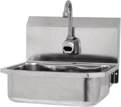 SANI-LAV - 14" Long x 11" Wide Inside, 1 Compartment, Grade 304 Stainless Steel Hands Free Hand Sink - 18 Gauge, 16" Long x 15-1/4" Wide x 16" High Outside, 5" Deep - Caliber Tooling