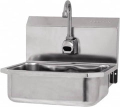 SANI-LAV - 14" Long x 11" Wide Inside, 1 Compartment, Grade 304 Stainless Steel Hands Free Hand Sink - 18 Gauge, 16" Long x 15-1/4" Wide x 16" High Outside, 5" Deep - Caliber Tooling