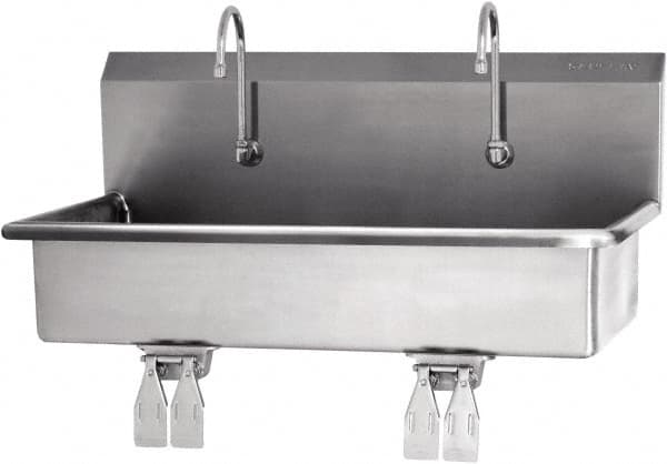 SANI-LAV - 37" Long x 16-1/2" Wide Inside, 1 Compartment, Grade 304 Stainless Steel Hands Free Hand Sink - 16 Gauge, 40" Long x 20" Wide x 18" High Outside, 8" Deep - Caliber Tooling