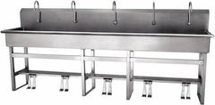 SANI-LAV - 97" Long x 16-1/2" Wide Inside, 1 Compartment, Grade 304 Stainless Steel Hands Free Hand Sink - 16 Gauge, 100" Long x 20" Wide x 45" High Outside, 8" Deep - Caliber Tooling