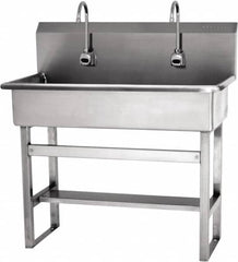 SANI-LAV - 57" Long x 16-1/2" Wide Inside, 1 Compartment, Grade 304 Stainless Steel Hands Free Hand Sink - 16 Gauge, 40" Long x 20" Wide x 45" High Outside, 8" Deep - Caliber Tooling