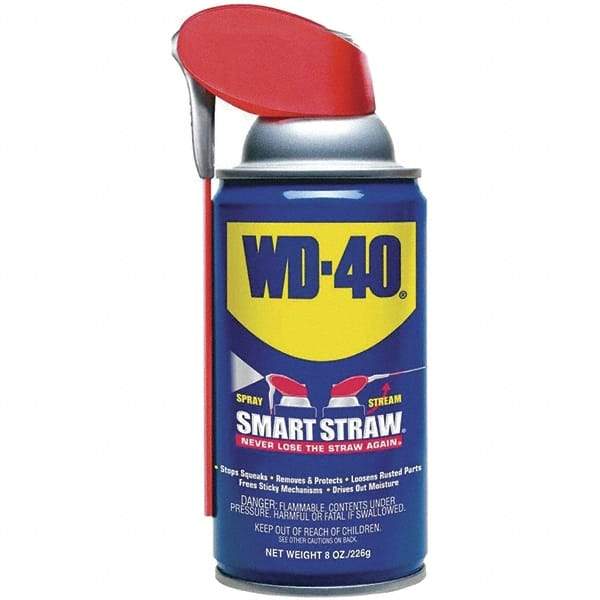 WD-40 - 8 oz Multi-Use Product with Smart Straw, Sprays 2 Ways - Multi-Purpose Lubricant: Stop Squeaks, Removes & Protects, Loosens Rusted Parts, Free Sticky Mechanisms, Drives Out Moisture - Caliber Tooling