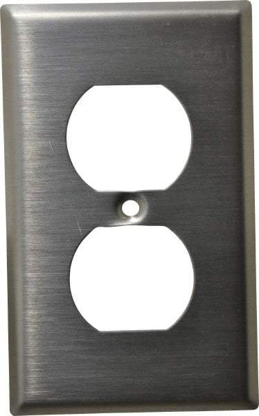 Leviton - 1 Gang, 4-1/2 Inch Long x 2-3/4 Inch Wide, Standard Outlet Wall Plate - Duplex Outlet, Metallic, Stainless Steel - Caliber Tooling