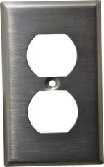 Leviton - 1 Gang, 4-1/2 Inch Long x 2-3/4 Inch Wide, Standard Outlet Wall Plate - Duplex Outlet, Metallic, Stainless Steel - Caliber Tooling