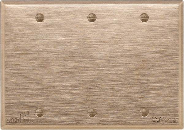 Cooper Wiring Devices - 3 Gang, 4-1/2 Inch Long, Standard Blank Wall Plate - Blank, Rose, Antimicrobial Copper - Caliber Tooling