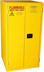 PRO-SAFE - 2 Door, 2 Shelf, Yellow Steel Standard Safety Cabinet for Flammable and Combustible Liquids - 65" High x 34" Wide x 34" Deep, Self Closing Door, 3 Point Key Lock, 60 Gal Capacity - Caliber Tooling