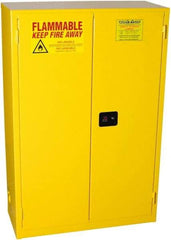 PRO-SAFE - 2 Door, 2 Shelf, Yellow Steel Standard Safety Cabinet for Flammable and Combustible Liquids - 65" High x 43" Wide x 18" Deep, Manual Closing Door, 3 Point Key Lock, 45 Gal Capacity - Caliber Tooling