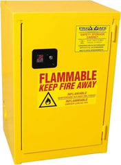 PRO-SAFE - 1 Door, 1 Shelf, Yellow Steel Space Saver Safety Cabinet for Flammable and Combustible Liquids - 35" High x 23" Wide x 18" Deep, Self Closing Door, 3 Point Key Lock, 12 Gal Capacity - Caliber Tooling