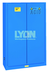 Acid Storage Cabinet - #5544 - 43 x 18 x 65" - 45 Gallon - w/2 shelves, three poly trays, 2-door manual close - Blue Only - Caliber Tooling