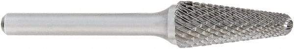 OSG - 1/2" Cut Diam, 1/4" Shank Diam, Taper Head Burr - Carbide, Radius End, 1-1/8" LOC, 6" OAL - Caliber Tooling