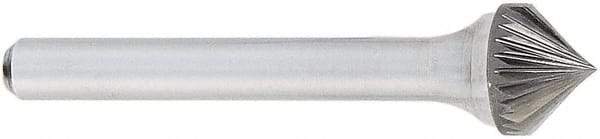 OSG - 1/4" Cut Diam, 1/4" Shank Diam, Cone Head Fluted Cut Burr - Carbide, Point End, 2" OAL - Caliber Tooling