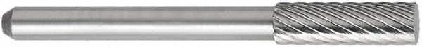 OSG - 5/32" Cut Diam, 1/8" Shank Diam, Cylinder Head Fluted Cut Burr - Carbide, Flat End, 1/2" LOC, 1-1/2" OAL - Caliber Tooling