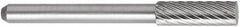 OSG - 5/32" Cut Diam, 1/8" Shank Diam, Cylinder with Radius Head Fluted Cut Burr - Carbide, Radius End, 1/2" LOC, 1-1/2" OAL - Caliber Tooling