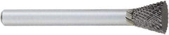 OSG - 5/8" Cut Diam, 1/4" Shank Diam, Inverted Cone Head Burr - Carbide, Flat End, 3/4" LOC, 2" OAL - Caliber Tooling