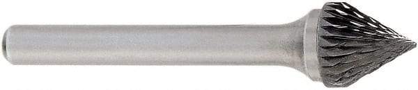 OSG - 5/8" Cut Diam, 1/4" Shank Diam, Cone Head Burr - Carbide, Point End, 2" OAL - Caliber Tooling