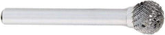 OSG - 1/4" Cut Diam, 1/4" Shank Diam, Ball Head Burr - Carbide, 1/4" LOC, 2" OAL - Caliber Tooling