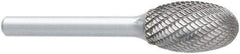 OSG - 5/8" Cut Diam, 1/4" Shank Diam, Oval Head Burr - Carbide, Radius End, 1" LOC, 2" OAL - Caliber Tooling