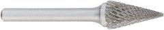 OSG - 5/8" Cut Diam, 1/4" Shank Diam, Cone Head Burr - Carbide, Point End, 1" LOC, 2" OAL - Caliber Tooling