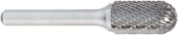 OSG - 1/8" Cut Diam, 1/4" Shank Diam, Cylinder with Radius Head Burr - Carbide, Radius End, 1/2" LOC, 2" OAL - Caliber Tooling