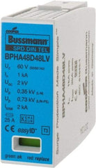 Cooper Bussmann - 2 Pole, 1 Phase, 1 kA Nominal Current, 90mm Long x 18mm Wide x 66mm Deep, Thermoplastic Hardwired Surge Protector - DIN Rail Mount, 48 VAC/VDC, 60 VAC/VDC Operating Voltage, 60 kA Surge Protection - Caliber Tooling