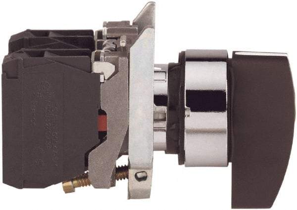 Square D - 0.87 Inch Mount Hole, 3 Position, Lever Operated, Selector Switch Only - Black, Momentary (MO), Nonilluminated, 2NO, Shock and Vibration Resistant - Caliber Tooling