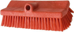 PRO-SOURCE - 1-3/4" Bristle Length, Polypropylene Food Service Brush - 10" Long x 5" Wide Head, 20" OAL, Long Handle, Red, Foam Block - Caliber Tooling