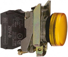 Schneider Electric - 250 V Orange Lens Pilot Light - Round Lens, Screw Clamp Connector, 30mm Wide, Vibration Resistant, Water Resistant - Caliber Tooling