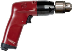 Chicago Pneumatic - 3/8" Keyed Chuck - Pistol Grip Handle, 6,000 RPM, 4.5 LPS, 7.45 CFM, 1 hp, 90 psi - Caliber Tooling