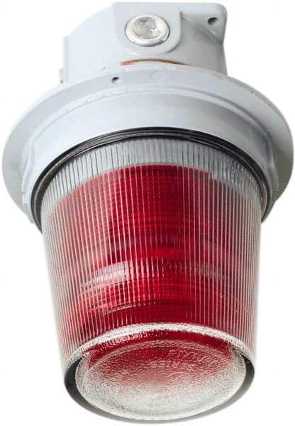 Edwards Signaling - 24 VDC, 4, 3R NEMA Rated, LED, Red, Flashing, Steady Light - 65 Flashes per min, 3/4 Inch Pipe, 7 Inch Diameter, 10-1/8 Inch High, Ceiling Mount - Caliber Tooling