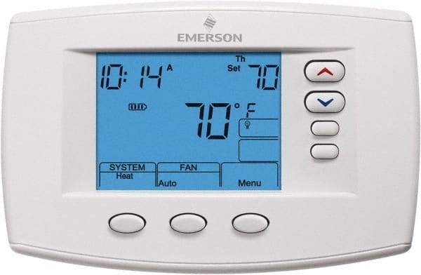 White-Rodgers - 45 to 99°F, 4 Heat, 2 Cool, Premium Residential Digital 7 Day Programmable Universal Multi-Stage or Heat Pump Thermostat - 0 to 30 Volts, Horizontal Mount, Electronic Contacts Switch - Caliber Tooling