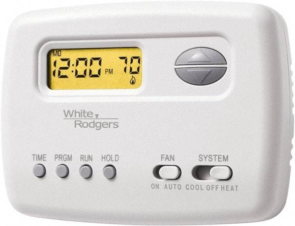 White-Rodgers - 45 to 90°F, 1 Heat, 1 Cool, Digital Programmable Thermostat - 20 to 30 Volts, Horizontal Mount, Manual Switch - Caliber Tooling