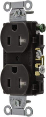 Hubbell Wiring Device-Kellems - 125 VAC, 20 Amp, 5-20R NEMA Configuration, Black, Specification Grade, Self Grounding Duplex Receptacle - 1 Phase, 2 Poles, 3 Wire, Flush Mount, Tamper Resistant - Caliber Tooling