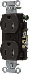 Hubbell Wiring Device-Kellems - 125 VAC, 15 Amp, 5-15R NEMA Configuration, Black, Specification Grade, Self Grounding Duplex Receptacle - 1 Phase, 2 Poles, 3 Wire, Flush Mount, Tamper Resistant - Caliber Tooling