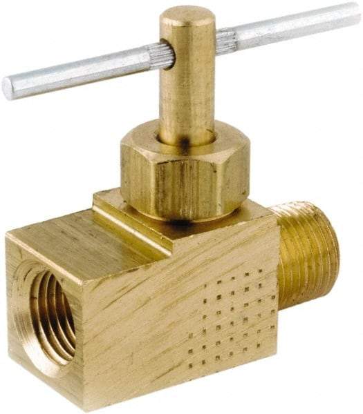 ANDERSON METALS - 1/8" Pipe, Inline Metal Seat Needle Valve - Brass Seal, MIP x FIP Ends, Lead Free Brass Valve, 150 Max psi - Caliber Tooling